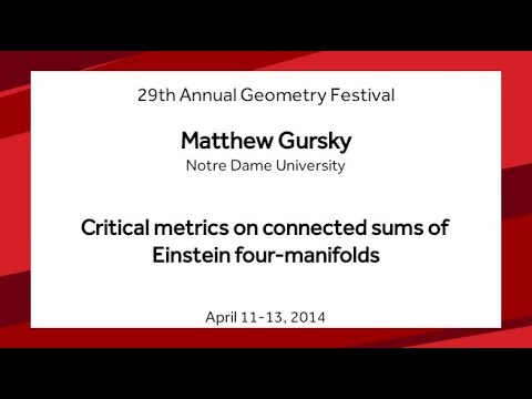 Critical metrics on connected sums of Einstein four-manifolds - Matthew Gursky