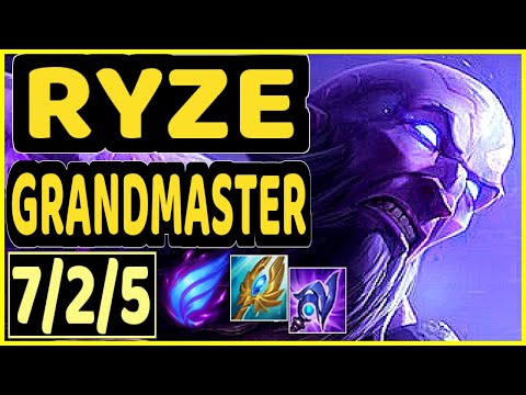 RYZE - 7/2/5 KDA MID GAMEPLAY - NA Ranked GRANDMASTER
