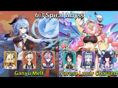 C0 Ganyu Melt & C0 Varesa Lunar Charged - Genshin Impact 6.3 Spiral Abyss Full Clear
