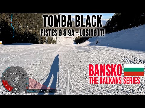 [4K] Skiing Bansko, Tomba Black - Pistes [9] and [9a] - Losing it! Bulgaria, GoPro Hero13