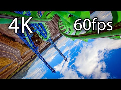 Aftershock between the rails on-ride 4K POV @60fps Silverwood Theme park