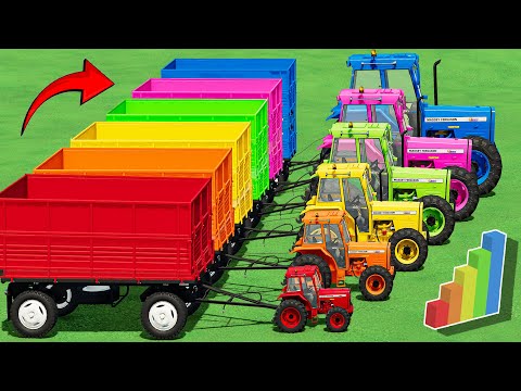 Mini to BIG TRACTORS with FRUIT Trailer! EXTREME MUDDY PARKOUR with PORTAL TRAP! FS22