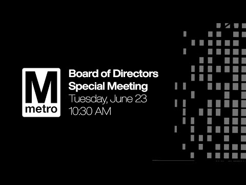 WMATA Board of Directors Special Meeting June 23, 2020