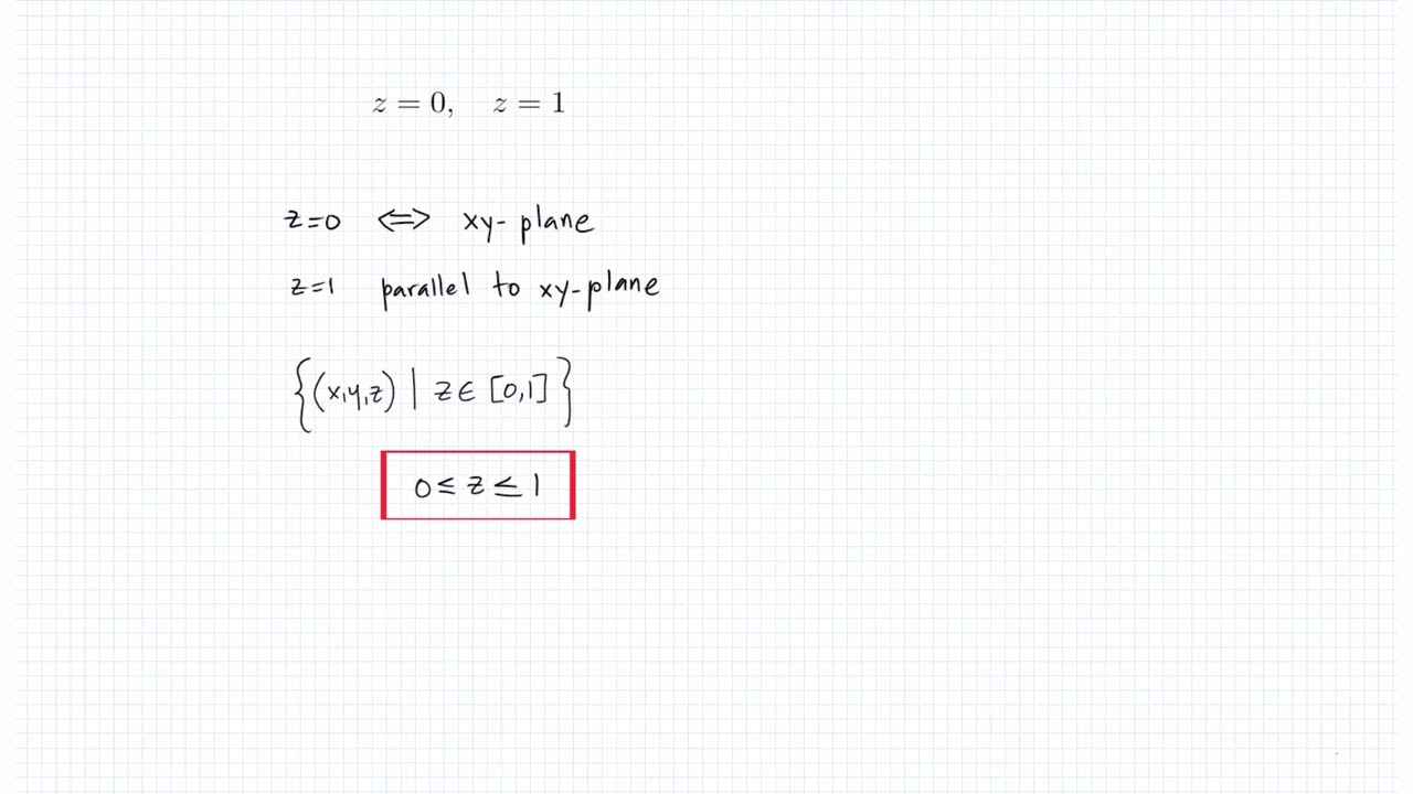 Write inequalities to describe the sets. The slab bounded by Quizlet