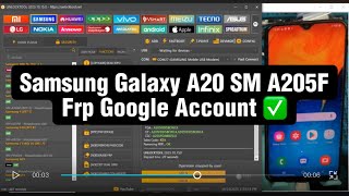 Samsung Galaxy A20 SM A205F Frp Google Account bypass with UnlockTool