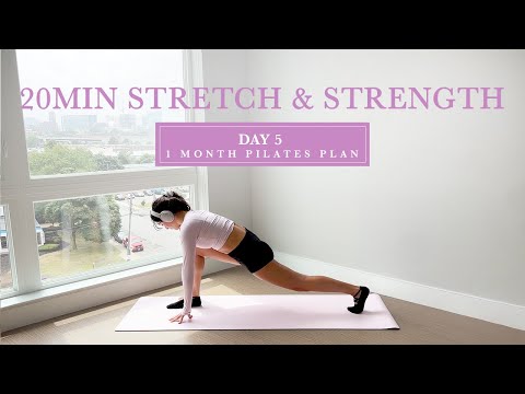 DAY 5 - 1 Month At Home Pilates Plan // 20MIN Full Body Strength, Sweat & Stretch // madeleineabeid