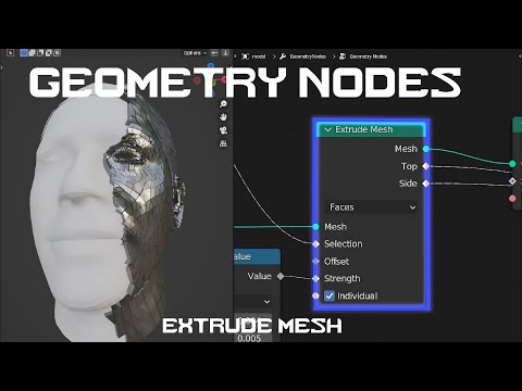 [Geometry Nodes Tutorial] Extrude Mesh Node