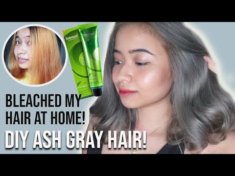 DIY BLEACH AND ASH GRAY HAIR COLOR AT HOME! | Step by...