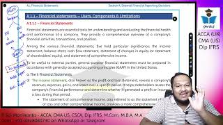 CMA US Part 1 - A1.1.1: Introduction to Financial Statements Demo Lecture
