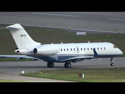 Bombardier Global 6000 9H-III takeoff at Zurich Airport