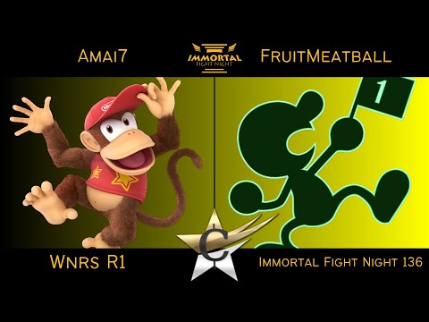 Immortal Fight Night 136 Wnrs R1 - Amai7 (Diddy Kong) vs FruitMeatball (Mr G&W) - SSBU
