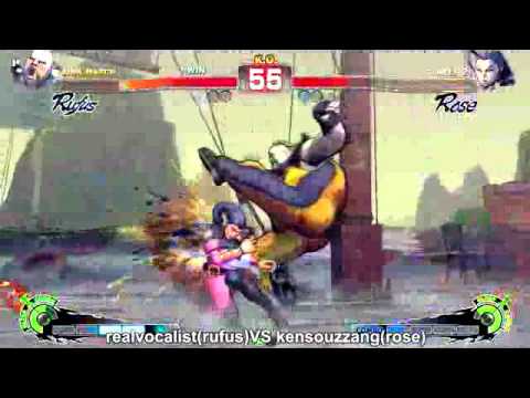 Super street fighter4 AE realvocalist (rufus) VS kensouzznag(rose) 2