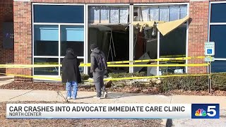 1 injured after car plows into Advocate Immediate Care center in Chicago