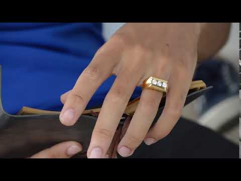 1 Ct. Three Stone Channel Set Men's Wedding Band in Yellow Gold - TwoBirch TB-GR-0093-YG-L