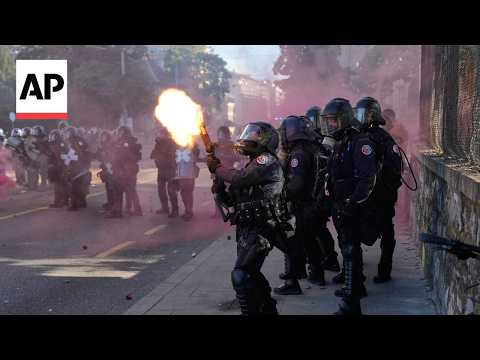 Protesters clash with police in Geneva ahead of G7 summit in France