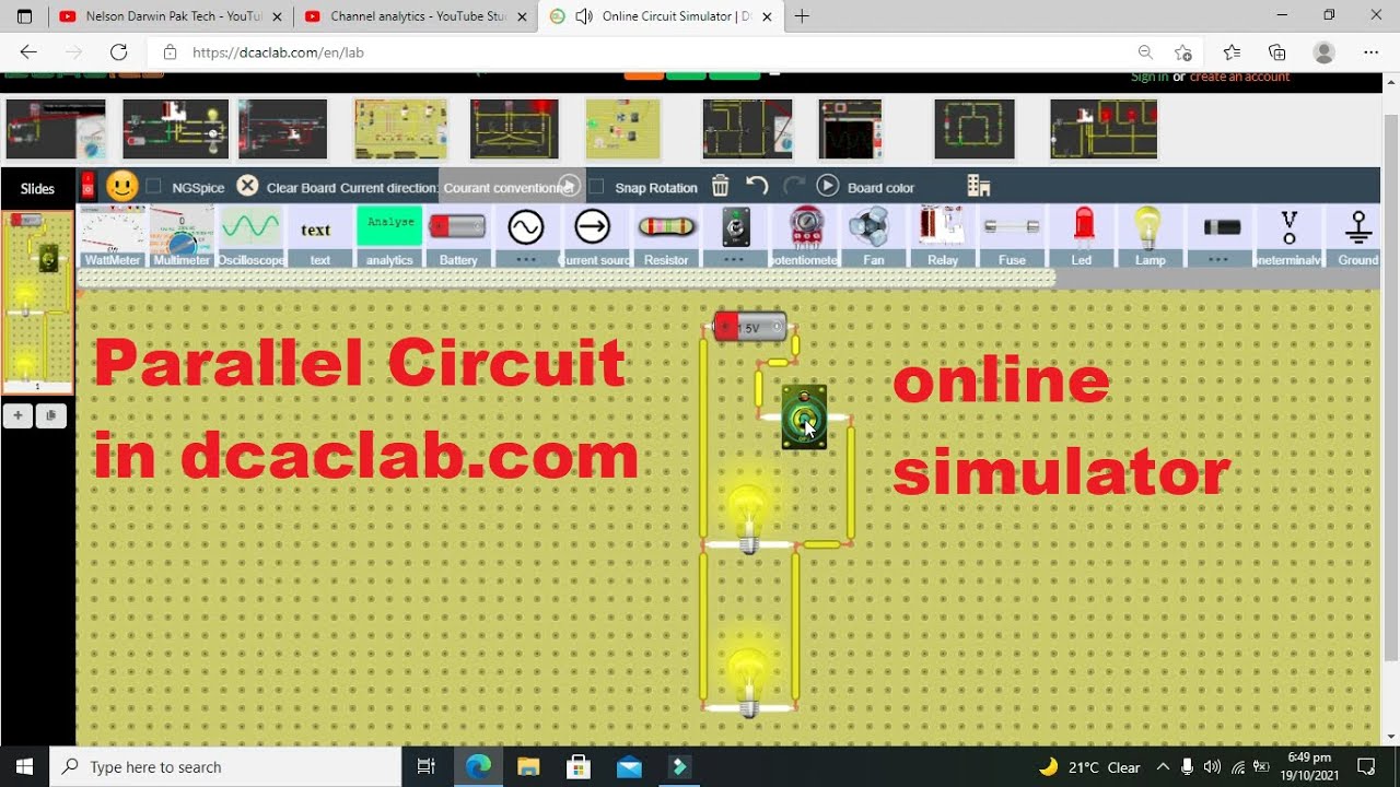 how to make a parallel circuit in dcaclab | simulation of parallel circuit in dcaclab simulator