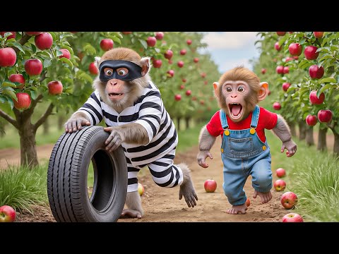 🍎🚜 Baby Monkey Nana Drives Tractor to Harvest Apples and Catch a Sneaky Thief on the Farm! 🐒😱
