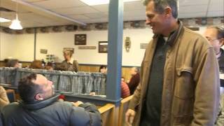 Scott Brown greets breakfast crowd at M.L. Shaw's in Dracut