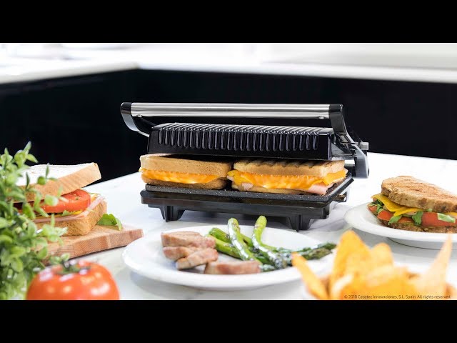 Gril électrique Cecotec Rock'nGrill 750 Full Open ouverture 180° 750W antiadhésif video