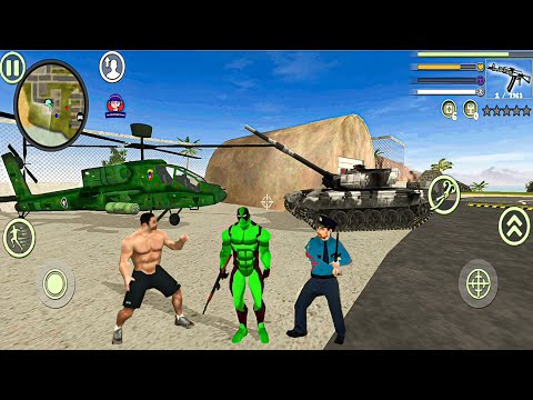 Green DeadPool Rope Hero Vice Town Simulator - New Military Helicopter #9 - Android Gameplay