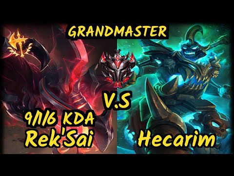 Warden (REK'SAI) vs HECARIM - 9/1/6 KDA JUNGLE GAMEPLAY - EUW Ranked GRANDMASTER