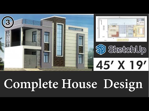 45 X 19 House Design in Sketchup for Beginners || Tutorial in Hindi