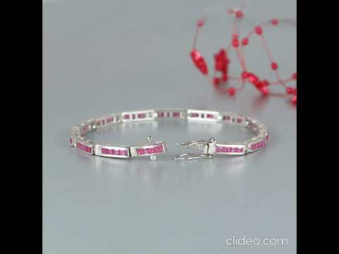 Ruby & Cubic Zircon 925 Sterling Silver Handmade Bracelet, BST-244-RB, 11.840 Gms (approx.)