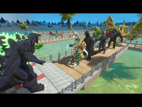SUPER GODZILLA DESERT ISLAND WATER UP DEATH RUN - Animal Revolt Battle Simulator