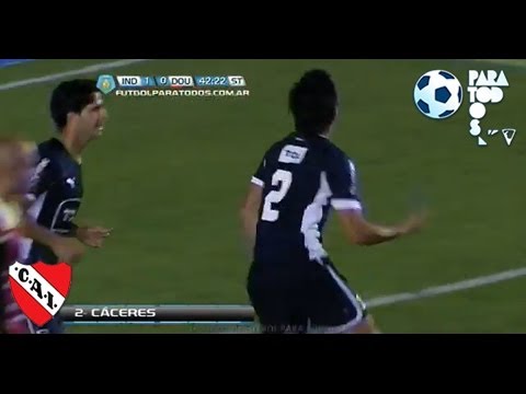 Gol de Cáceres. Independiente 2 Douglas 0. Fecha 18. Torneo Primera B Nacional.Fútbol Para Todos