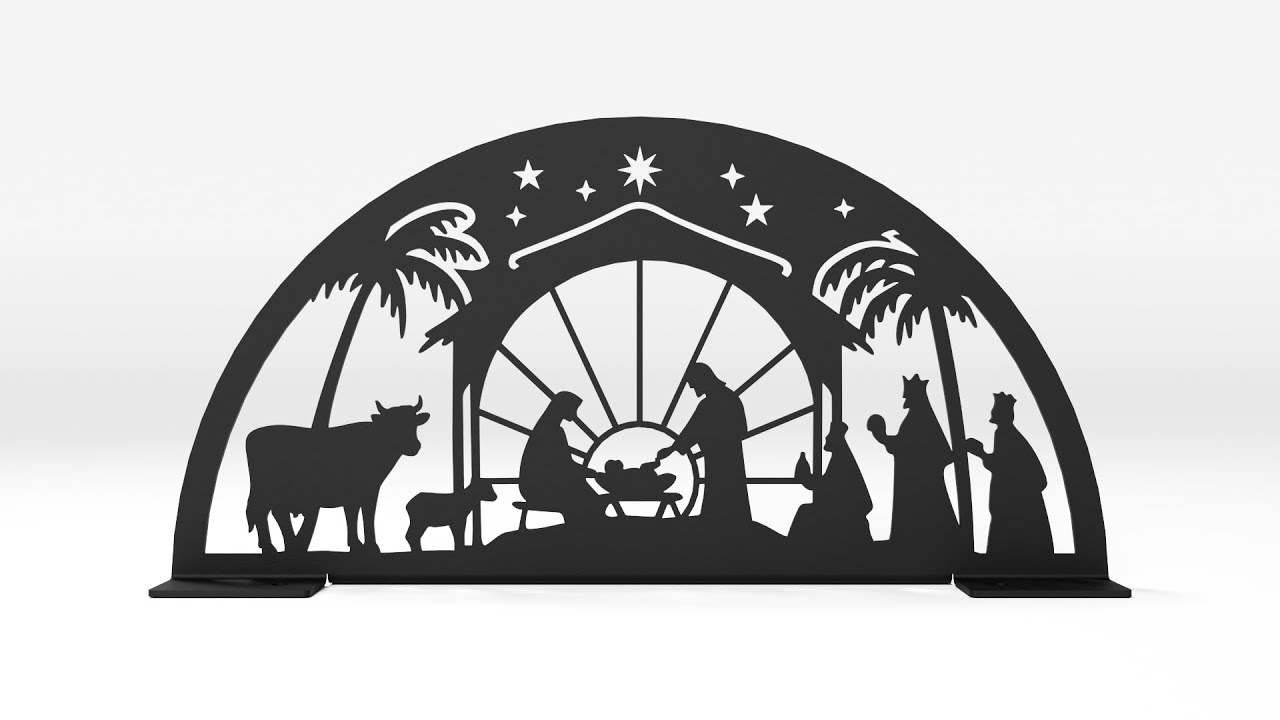 Schwibbogen aus Metall | DSB1120 Weihnachts-Motiv | Schwarz | 30 cm breit | für den Innenbereich Video