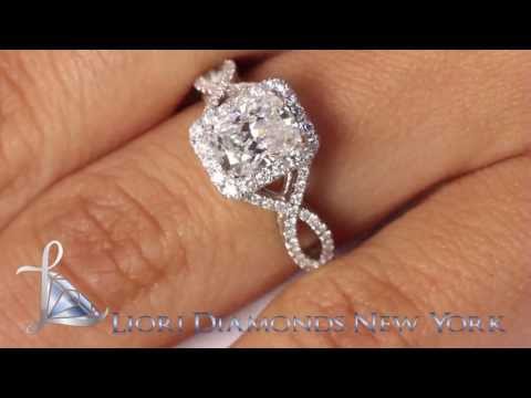 ER-0371 - 2.32 Carat G-SI1 Cushion Cut Diamond Engagement Ring 18k Pave Halo Vintage Style