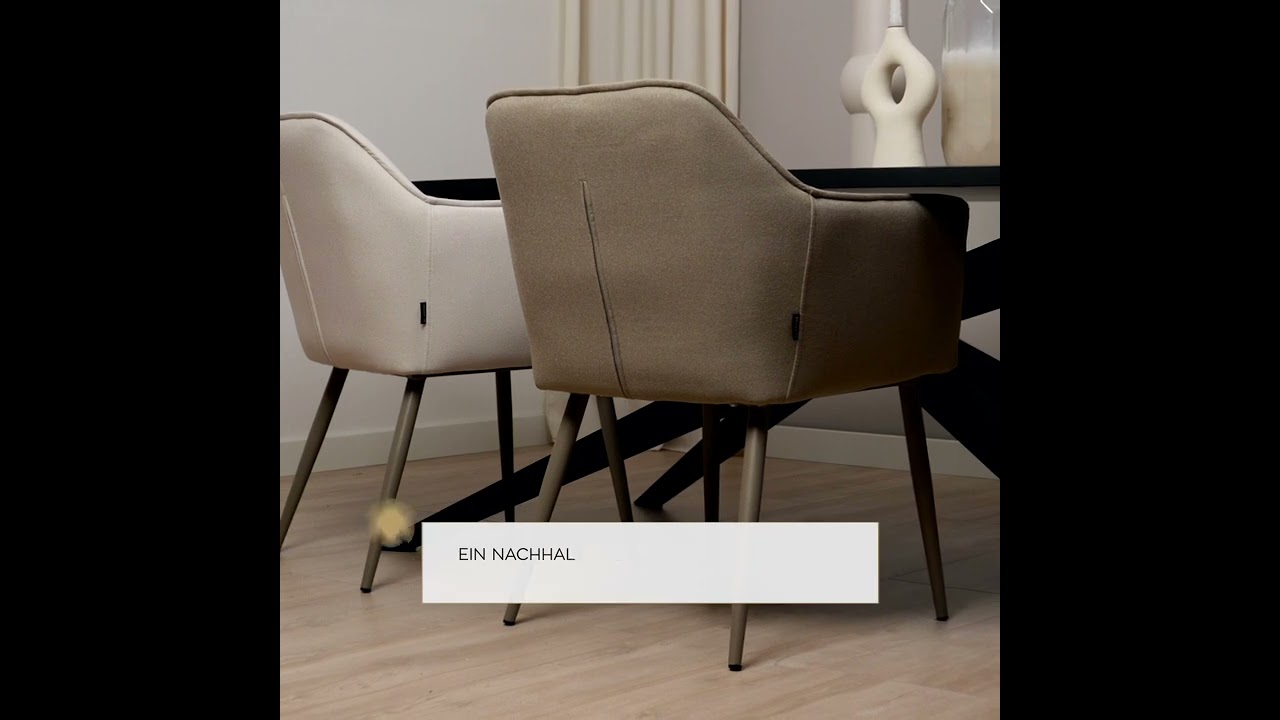 Esszimmerstuhl Elin recycelter Stoff mit Armlehne taupe