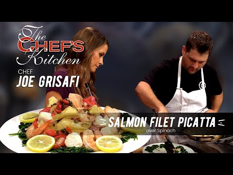 Salmon Filet Piccata over Spinach | Chef Joe Grasafi