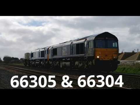 Prestatyn 31.3.2017 - DRS 66305 & 66304 on Valley flasks - Class 66