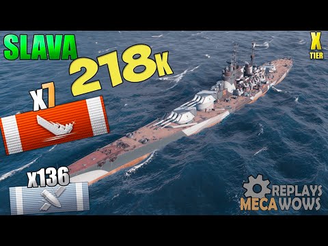 Battleship Slava 7 Kills on Northern Waters Map | World of Warships