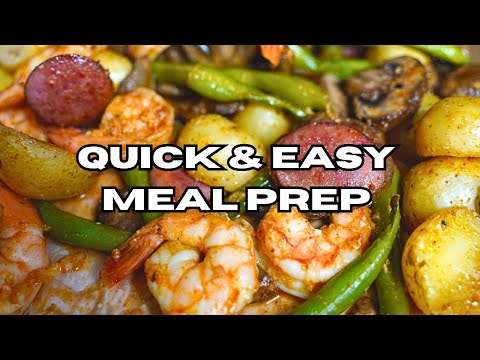 Quick & Easy Sheet Pan Dinner | Sausage, Shrimp & Veggies