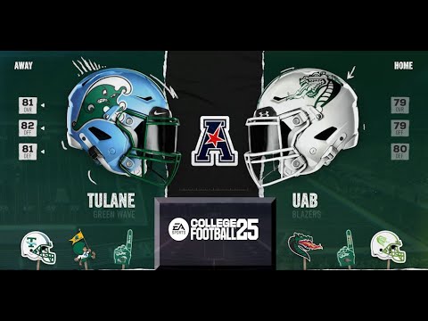TULANE GREEN WAVE at UAB BLAZERS - GAMEPLAY simulation full game sim - #cfb25  #ncaaf #dynasty