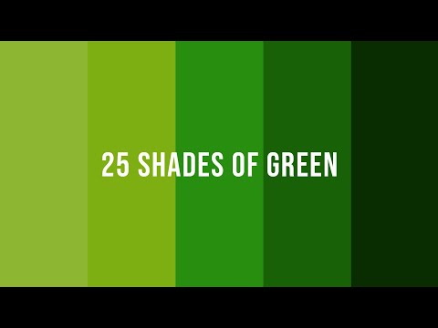 25 different shades of green colour and their names.