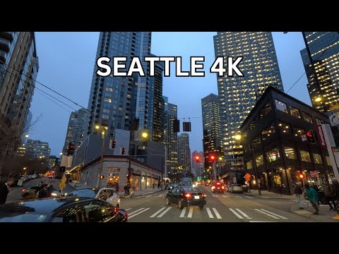 Seattle, WA 4K - Relaxing Downtown Night Drive HDR UHD