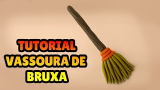 🔴 FAÇA UMA VASSOURA DE BRUXA - Tutorial Fácil Biscuit, Pasta Americana, Clay ou Plastilina - DIY