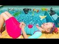 Nastya And Dad Are Going To Swim In The Pool