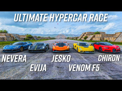 Koenigsegg Jesko vs Hennessey Venom F5 vs Bugatti Chiron vs Rimac Nevera vs Lotus Evija | FH5
