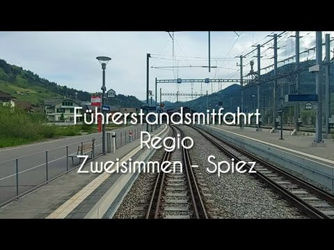 Cab ride on the Regio from Zweisimmen to Spiez in a BLS RABe 528.