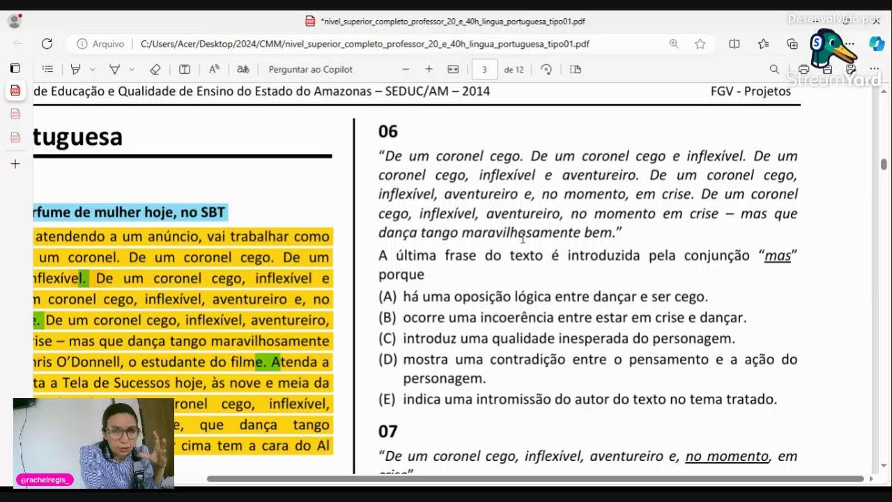 Instituto Acesso: correção de questões de Língua Portuguesa