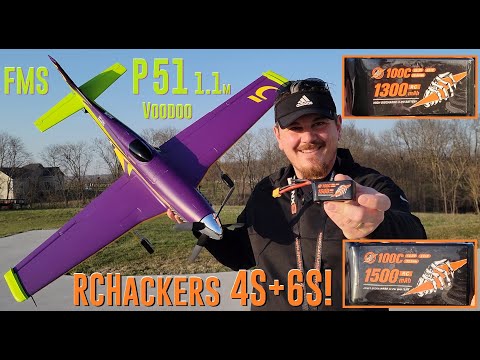 FMS - P-51 Voodoo V2 - 1.1m + RCHacker - 1500mAh 4S 100C & 1300mAh 6S 100C
