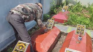 Thay mới mặt bia các phần mộ trong NTGĐ