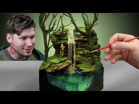 Making a REALISTIC Forest Waterfall! | Warhammer Epoxy Resin Diorama for my Wood Elves