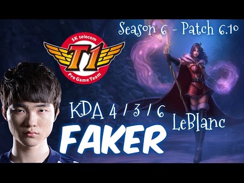 SKT T1 Faker LEBLANC Mid vs Kassadin - Patch 6.10 KR | League of Legends