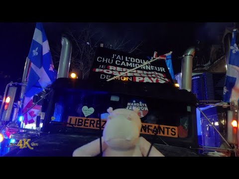 Parliament Hill: Trucks engines + air horns at Sunday night celebrations freedom convoy 2-6-2022