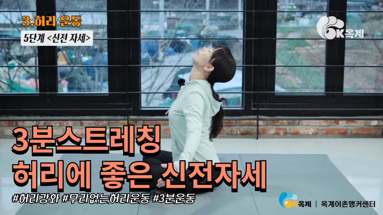 3분만에 뻐근한 허리풀기 신전자세/허리스트레칭/요가스트레칭/실버요가